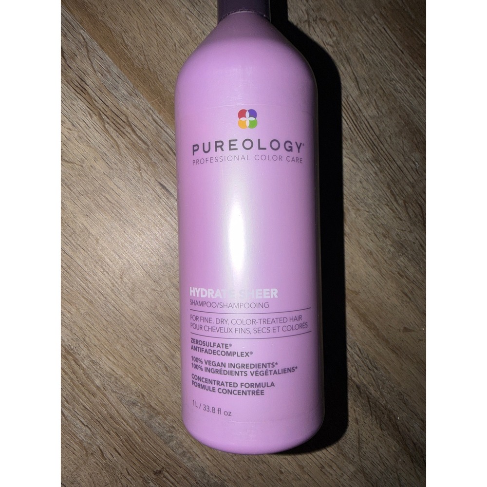 Pureology Hydrate Sheer Shampoo 1 liter 33.8 fl oz Sulfate Free Vegan Dry Hair
